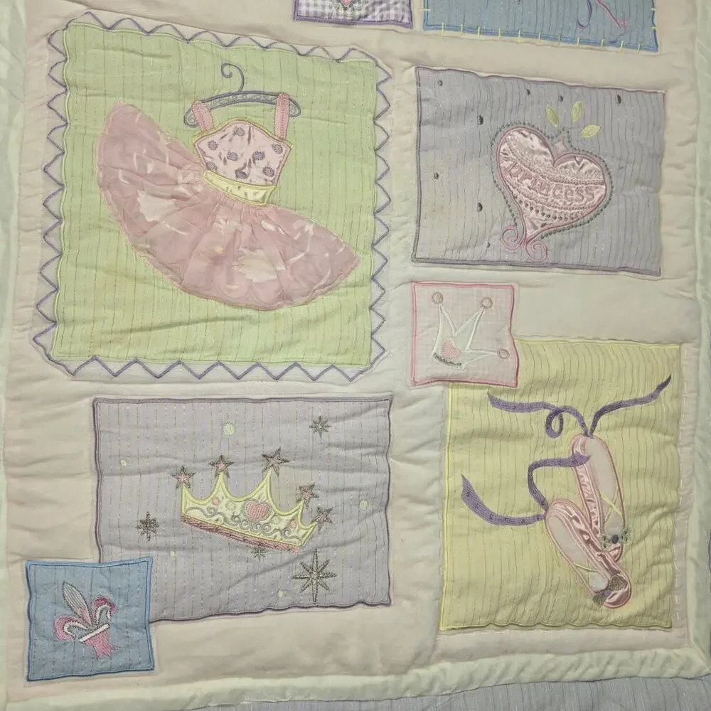 KIDSLINE VINTAGE PASTEL BALLERINA NURSERY QUILT 42X33 PRINCESS BALLET PATCHWORK